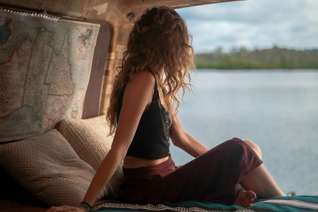 solo female traveler in van